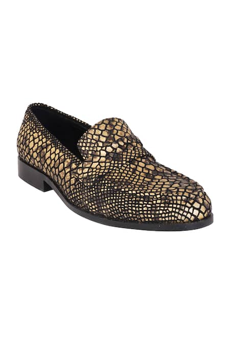 Shop_Lovey_Gold Oscar Croc Skin Design Shoes _Online_at_Aza_Fashions