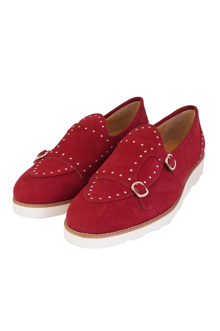 Lovey Jack Stud Embellished Monk Strap Shoes 