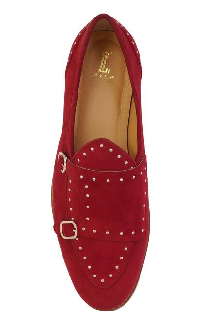 Shop_Lovey_Maroon Jack Stud Embellished Monk Strap Shoes 