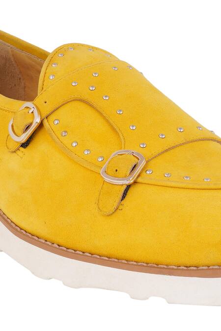 Buy_Lovey_Yellow Jack Stud Embellished Monk Strap Slip On Shoes _Online_at_Aza_Fashions