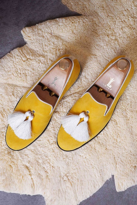 Lovey Yellow Henry Tassel Duet Embellished Shoes Online at Aza Fashions Lovey_Yellow Henry Tassel Duet Embellished Shoes _Online_at_Aza_Fashions