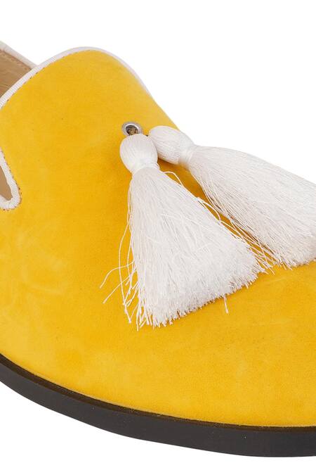 Shop Lovey Yellow Henry Tassel Duet Embellished Shoes Online at Aza Fashions Shop_Lovey_Yellow Henry Tassel Duet Embellished Shoes _Online_at_Aza_Fashions