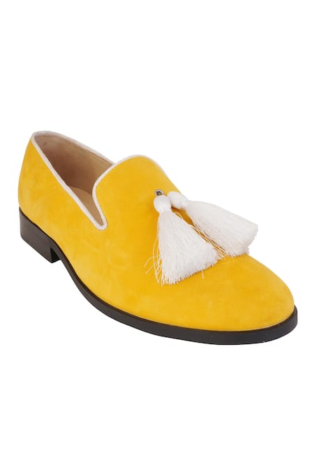 Lovey Yellow Henry Tassel Duet Embellished Shoes at Aza Fashions Lovey_Yellow Henry Tassel Duet Embellished Shoes _at_Aza_Fashions