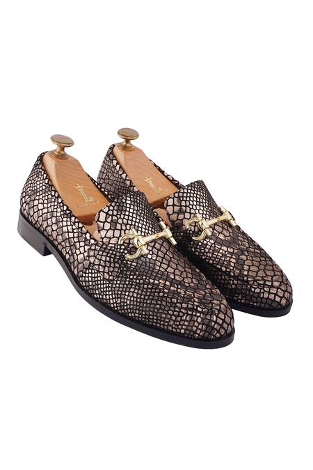 Shop_Lovey_Brown Oscar Crocodile Skin Design Shoes _at_Aza_Fashions