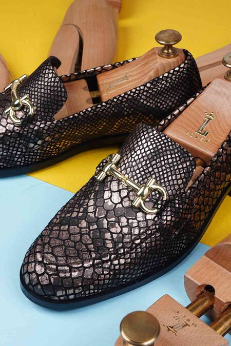 Lovey_Brown Oscar Crocodile Skin Design Shoes _at_Aza_Fashions