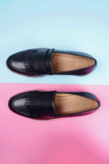 Lovey_Black Pablo Fringed Tassel Embellished Shoes _Online_at_Aza_Fashions