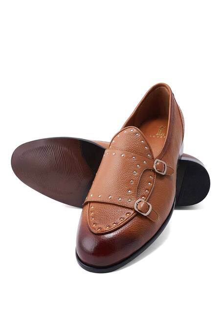 Lovey Brown Ricky Stud Embellished Shoes at Aza Fashions Lovey_Brown Ricky Stud Embellished Shoes _at_Aza_Fashions