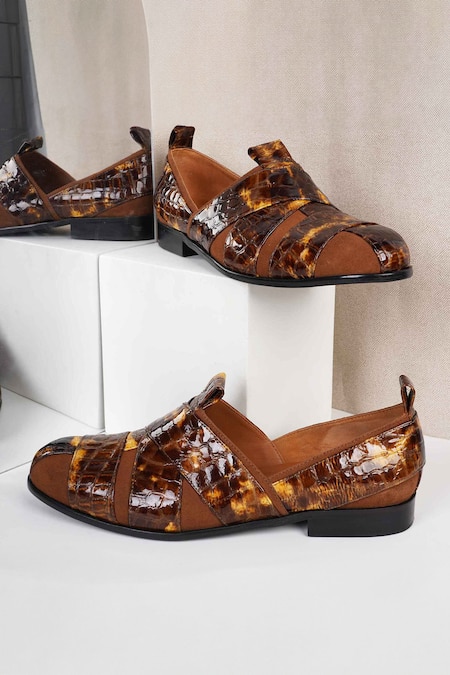 LOVEY Brown Martin Textured Pattern Shoes 