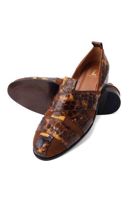 Lovey_Brown Martin Textured Pattern Shoes _at_Aza_Fashions