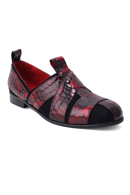 Lovey_Red Martin Textured Slip On Shoes _Online_at_Aza_Fashions