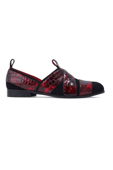 Buy_Lovey_Red Martin Textured Slip On Shoes _Online_at_Aza_Fashions