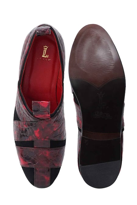 Shop_Lovey_Red Martin Textured Slip On Shoes _Online_at_Aza_Fashions