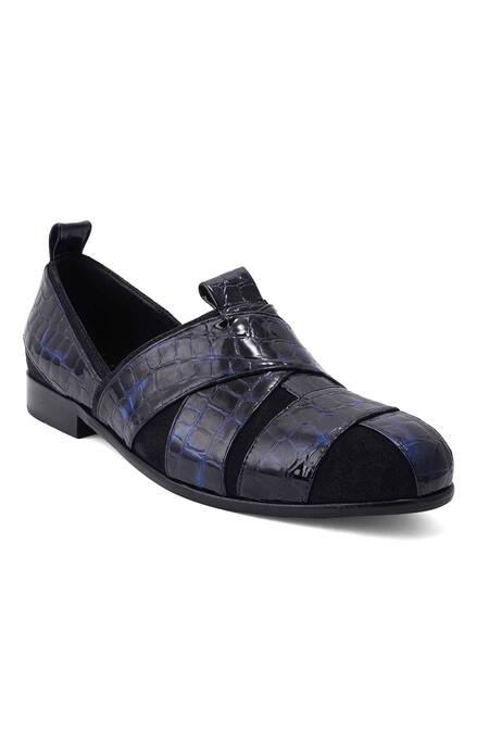 Lovey_Blue Martin Textured Pattern Slip On Shoes _Online_at_Aza_Fashions