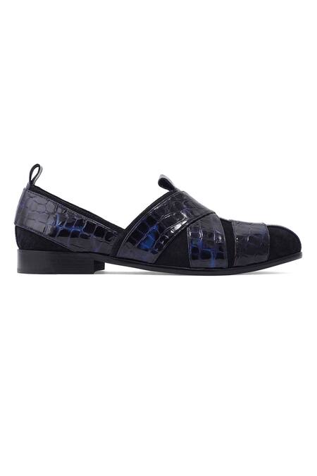 Buy_Lovey_Blue Martin Textured Pattern Slip On Shoes _Online_at_Aza_Fashions