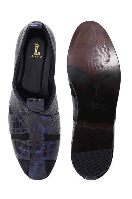 Shop_Lovey_Blue Martin Textured Pattern Slip On Shoes _Online_at_Aza_Fashions