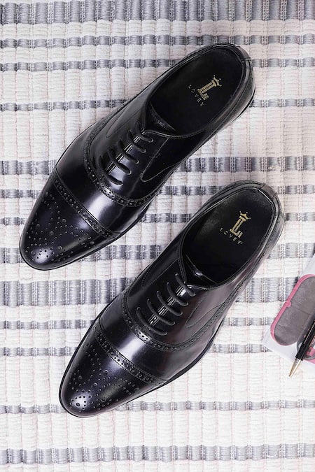 Buy_Lovey_Black Brogue Lace Up Shoes _Online_at_Aza_Fashions