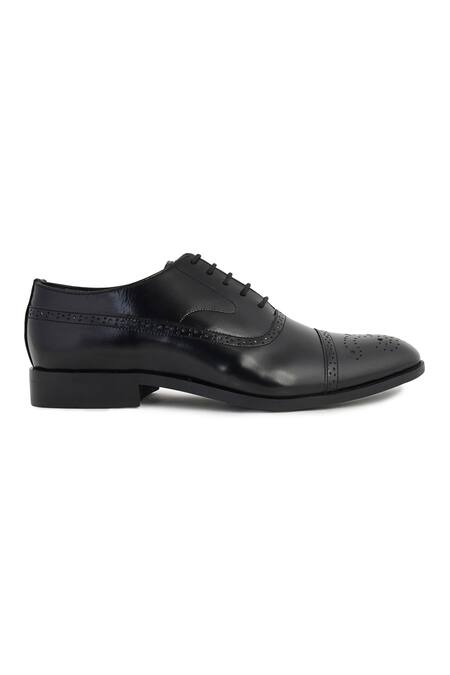 Lovey_Black Brogue Lace Up Shoes _at_Aza_Fashions