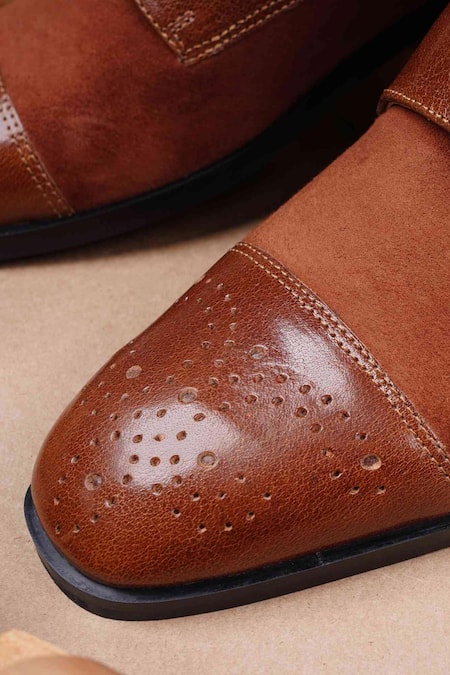 Buy_Lovey_Brown Thomas Leather Monk Straps _Online_at_Aza_Fashions