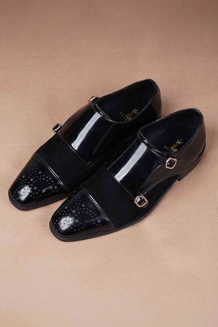 Lovey Thomas Brogue Pattern Monk Straps 