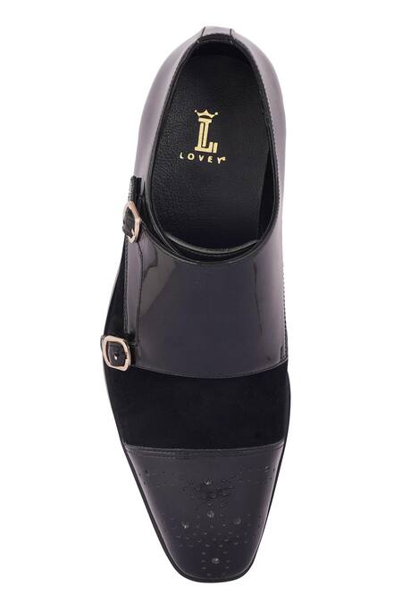 Buy_Lovey_Black Buckles Thomas Brogue Pattern Monk Straps 