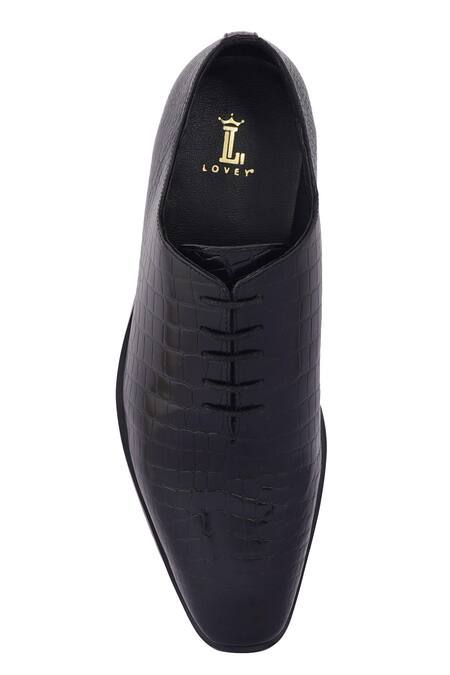 Buy_Lovey_Black Franco Textured Pattern Shoes _Online_at_Aza_Fashions
