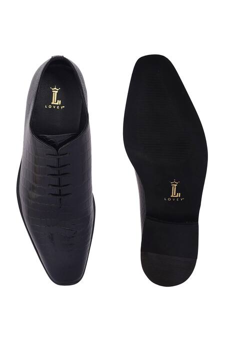Shop_Lovey_Black Franco Textured Pattern Shoes _Online_at_Aza_Fashions
