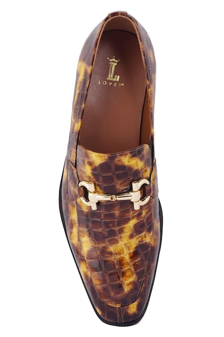 Lovey_Brown Nathan Textured Pattern Slip On Shoes _at_Aza_Fashions