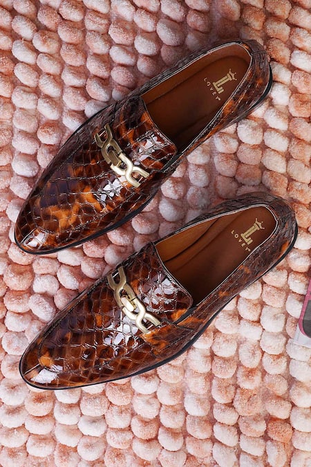 Lovey_Brown Morgan Textured Pattern Slip On Shoes _Online_at_Aza_Fashions