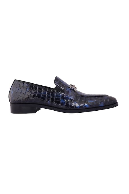 Lovey_Blue Morgan Textured Pattern Shoes _at_Aza_Fashions