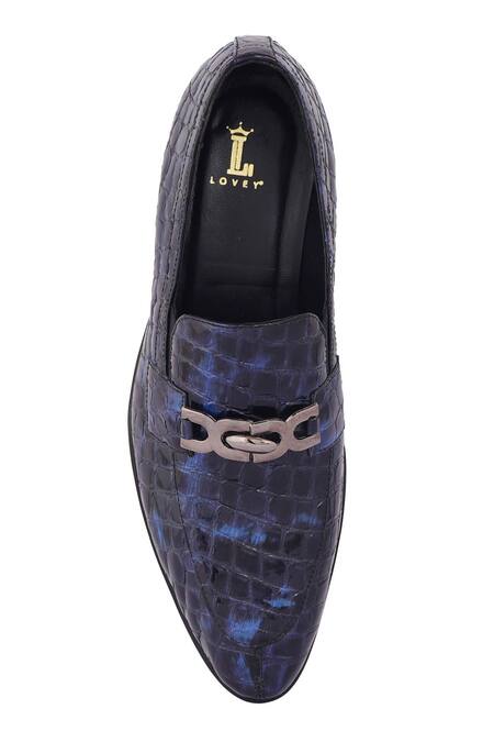 Buy_Lovey_Blue Morgan Textured Pattern Shoes 