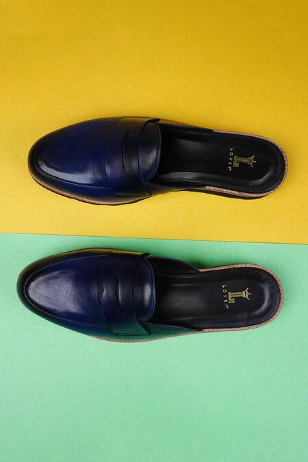 Lovey_Blue Brando Solid Mules _at_Aza_Fashions