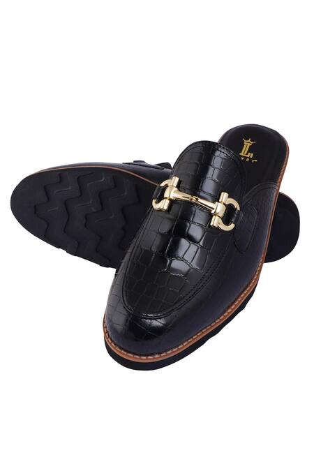 Shop_Lovey_Black Daniel Textured Pattern Mules 
