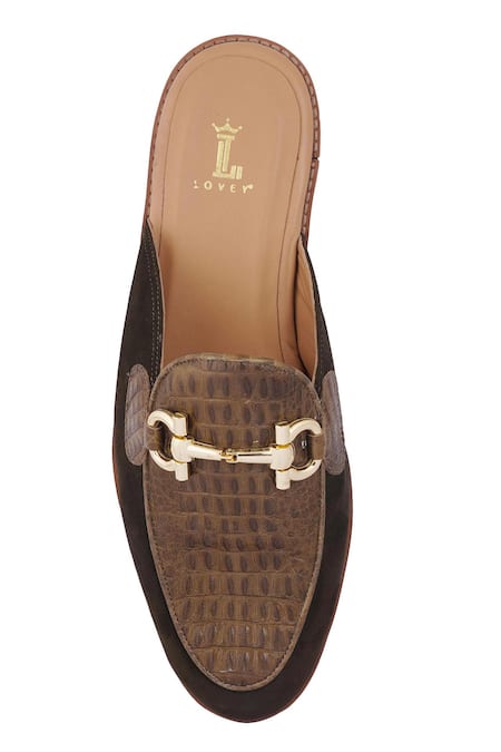 Shop_Lovey_Green Croco Leather Textured Mules _Online_at_Aza_Fashions