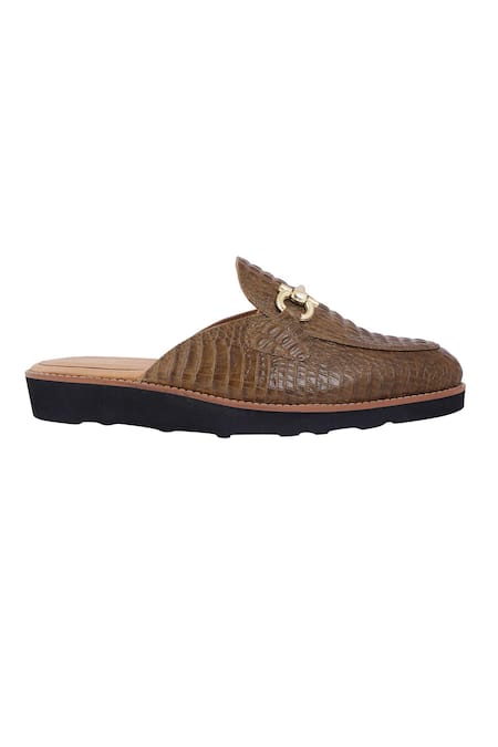 Shop_Lovey_Green Daniel Textured Pattern Mules _Online_at_Aza_Fashions