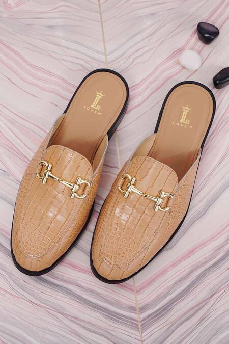 Lovey_Beige Daniel Textured Mules _Online_at_Aza_Fashions