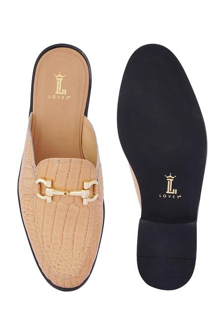 Lovey_Beige Daniel Textured Mules _at_Aza_Fashions
