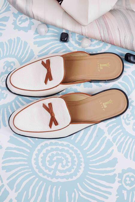 Buy Lovey Off White Daniel Leather Mules Online at Aza Fashions Buy_Lovey_Off White Daniel Leather Mules _Online_at_Aza_Fashions