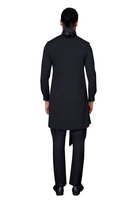 Archana Kochhar Black Lycra Asymmetrical Kurta And Pant Set at Aza Fashions Archana Kochhar_Black Lycra Asymmetrical Kurta And Pant Set _at_Aza_Fashions