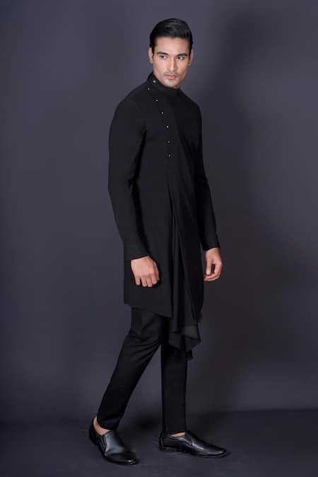 Buy Archana Kochhar Black Lycra Asymmetrical Kurta And Pant Set Buy_Archana Kochhar_Black Lycra Asymmetrical Kurta And Pant Set