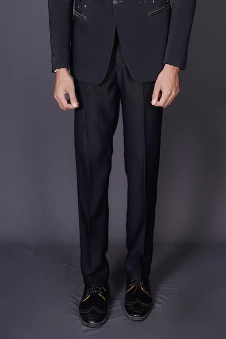 Buy Archana Kochhar Black Wool, Silk Beads, Stones Scattered Embroidered Tuxedo Pant Set Online at Aza Fashions Buy_Archana Kochhar_Black Wool, Silk Beads, Stones Scattered Embroidered Tuxedo Pant Set _Online_at_Aza_Fashions