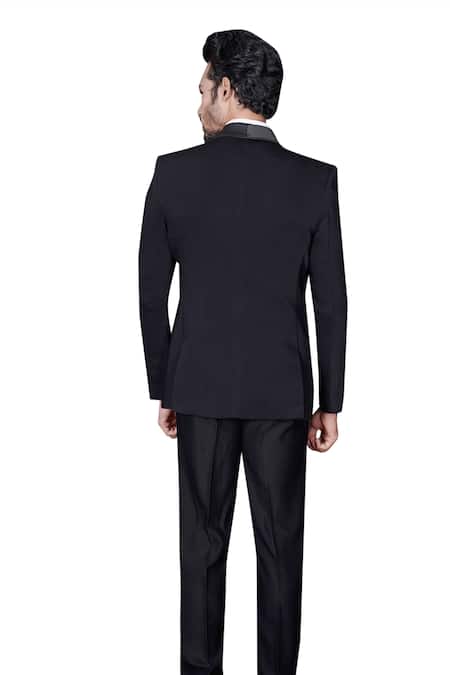 Buy Archana Kochhar Black Wool, Silk Beads, Stones Scattered Embroidered Tuxedo Pant Set Buy_Archana Kochhar_Black Wool, Silk Beads, Stones Scattered Embroidered Tuxedo Pant Set