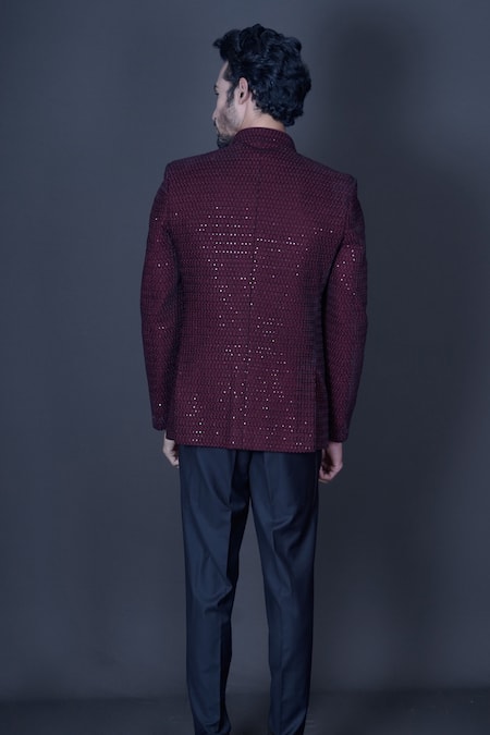 Archana Kochhar Self Thread Embroidered Bandhgala & Pant Set 