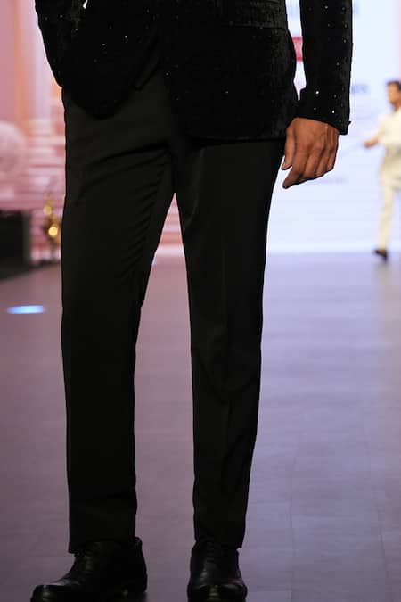 Archana Kochhar Black Velvet, Cotton, Silk Beads Tuxedo Set Online at Aza Fashions Archana Kochhar_Black Velvet, Cotton, Silk Beads Tuxedo Set _Online_at_Aza_Fashions