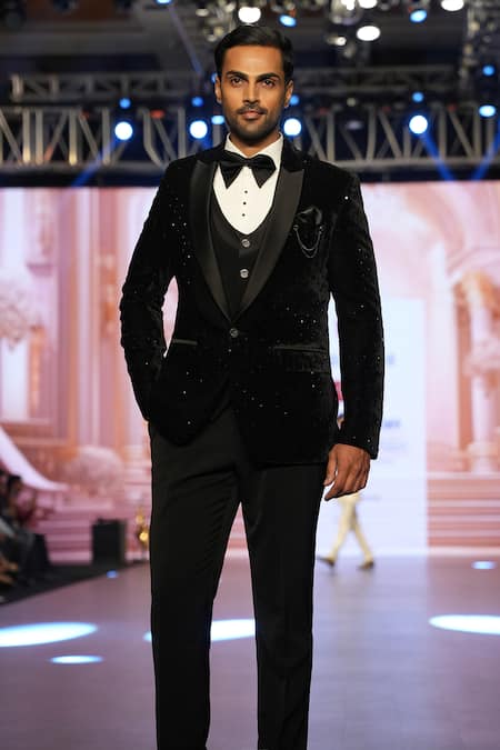 Buy Archana Kochhar Black Velvet, Cotton, Silk Beads Tuxedo Set Online at Aza Fashions Buy_Archana Kochhar_Black Velvet, Cotton, Silk Beads Tuxedo Set _Online_at_Aza_Fashions