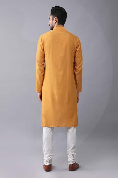 Shop Manish Nagdeo Yellow Silk, Cotton Embroidery Mustard Bundi Kurta Set Online at Aza Fashions Shop_Manish Nagdeo_Yellow Silk, Cotton Embroidery Mustard Bundi Kurta Set _Online_at_Aza_Fashions