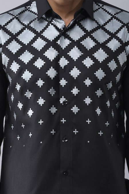 Buy Manish Nagdeo Black , Satin Abstract Print Shirt Online at Aza Fashions Buy_Manish Nagdeo_Black , Satin Abstract Print Shirt _Online_at_Aza_Fashions