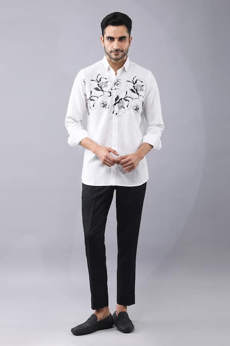 Manish Nagdeo Floral Print Button Down Shirt 