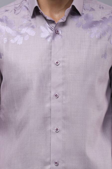 Buy Manish Nagdeo Grey Cotton Embroidery Placement Floral Print Shirt Online at Aza Fashions Buy_Manish Nagdeo_Grey Cotton Embroidery Placement Floral Print Shirt _Online_at_Aza_Fashions