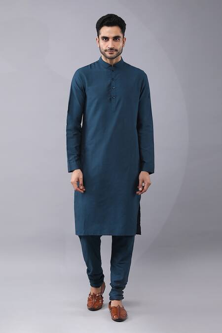 Buy Manish Nagdeo Blue Cotton, Silk Embroidery Floral Print Bundi Kurta Set Online at Aza Fashions Buy_Manish Nagdeo_Blue Cotton, Silk Embroidery Floral Print Bundi Kurta Set_Online_at_Aza_Fashions