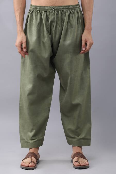 Manish Nagdeo_Green Silk Embroidery Floral Print Kurta And Salwar Set _Online_at_Aza_Fashions